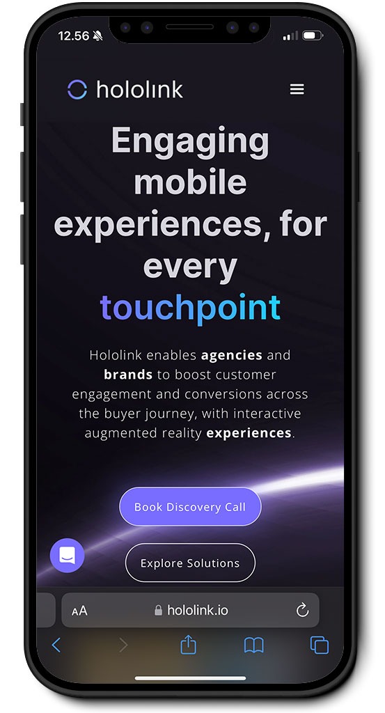 Mobile view of the new website